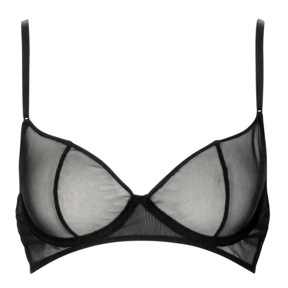 Black Sexy Basic Mesh Underwire Bra - 32C - Picture 2 of 2